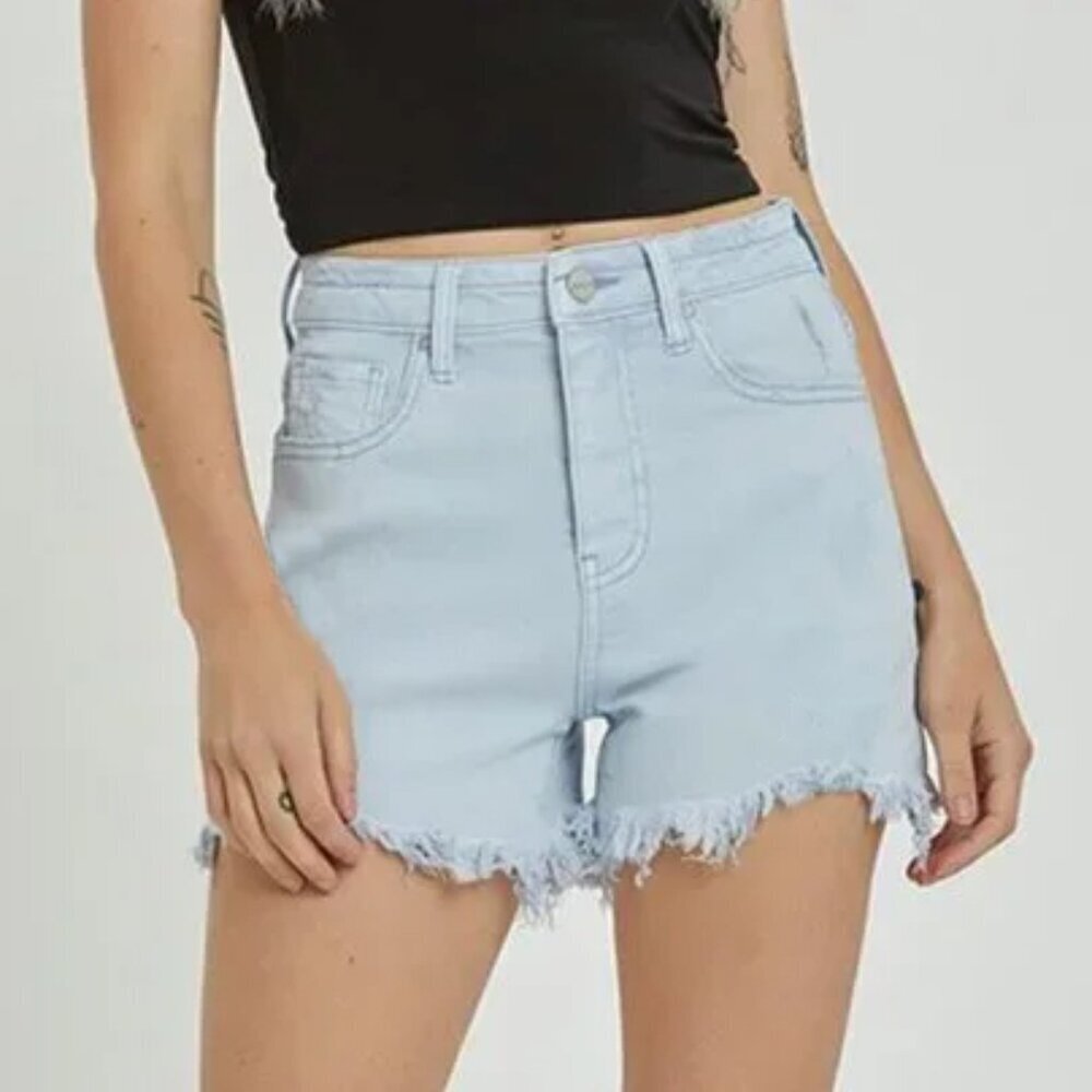 Light Wash Denim Frayed Hem Women’s Shorts